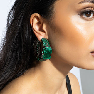 Green Statement Hoop Earrings