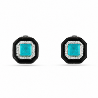 Hira - Black Enamel & Green Doublet Earrings