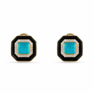 Hira - Black Enamel & Green Doublet Earrings