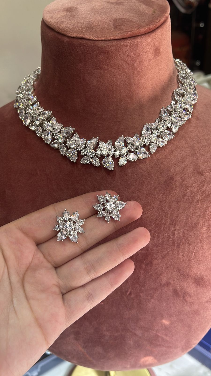 American Diamond CZ Necklace Set