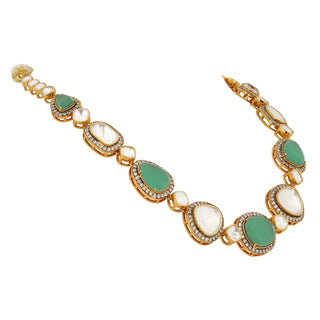 Raaya - Polki and Mint Green Stone Necklace Set