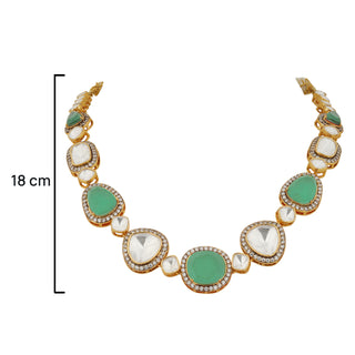 Raaya - Polki and Mint Green Stone Necklace Set