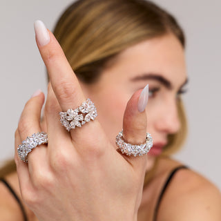 Areebah - Cubic Zirconia Flower Ring
