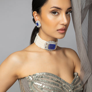 Elyanna- Green Doublet Stone & Pearl Choker Set