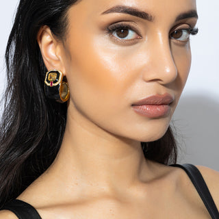 Irem - Yellow & Black Hoop Earrings