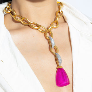 Layla - Gold Link & Green Doublet Necklace