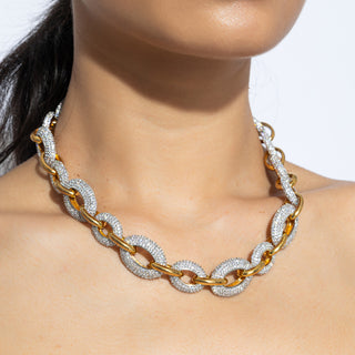 Fakhra - Zircon and gold link chain necklace