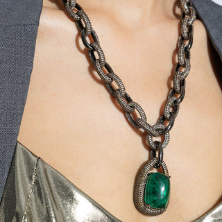 Aneesah - Emerald Green CZ Chain Necklace