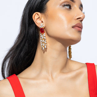 Jian - Red Stone Dangler Earrings