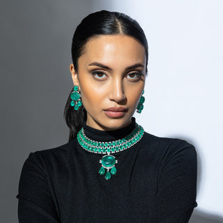 Feiyaz - Green Doublet necklace set