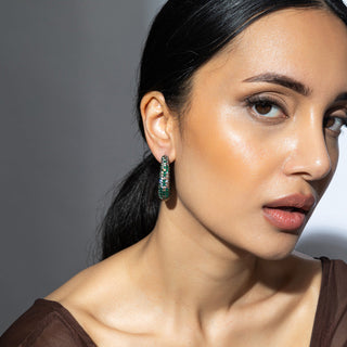 Atika - Green CZ Hoop Earrings