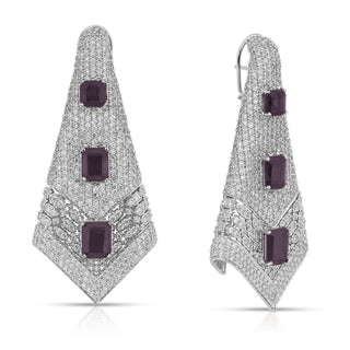 Alizeh - Purple stone Dangler Earrings