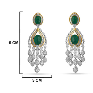 Izzah - Green Stone Dangler Earrings