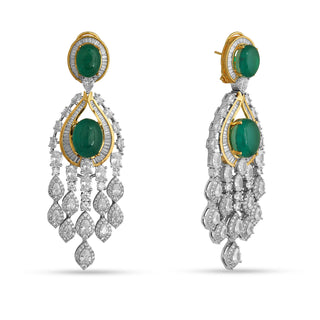Izzah - Green Stone Dangler Earrings