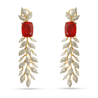 Jian - Red Stone Dangler Earrings