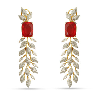 Jian - Red Stone Dangler Earrings