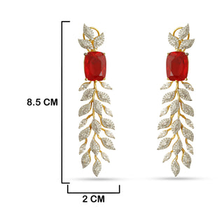 Jian - Red Stone Dangler Earrings