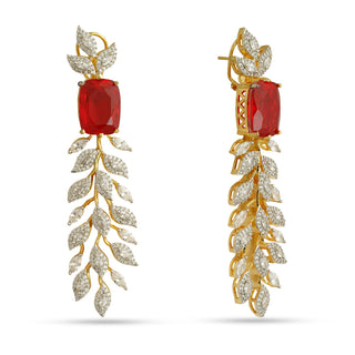 Jian - Red Stone Dangler Earrings