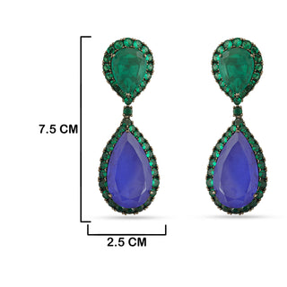 Flora -  Green and Blue Doublet Drop Earrings