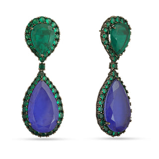 Flora -  Green and Blue Doublet Drop Earrings