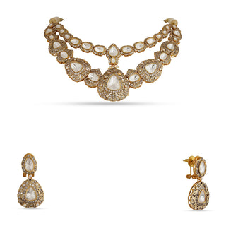 Raysha - Polki CZ Necklace Set in Gold Plating