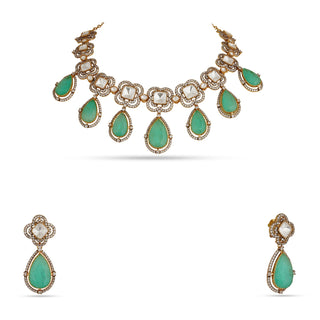 Firdaus - Kundan Stone Light Green Necklace Set