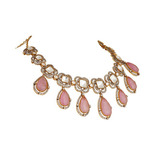 Firdaus - Kundan & Pink Stone Necklace Set