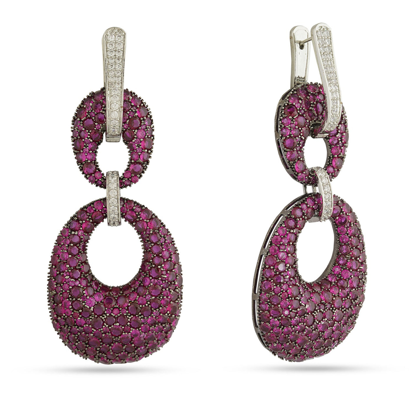 Irem - Pink CZ Dangler Earrings