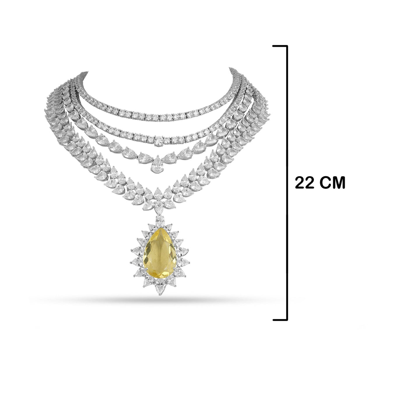 Ashalina - Layered CZ Yellow Stone Necklace Set