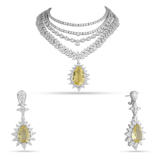 Ashalina - Layered CZ Yellow Stone Necklace Set