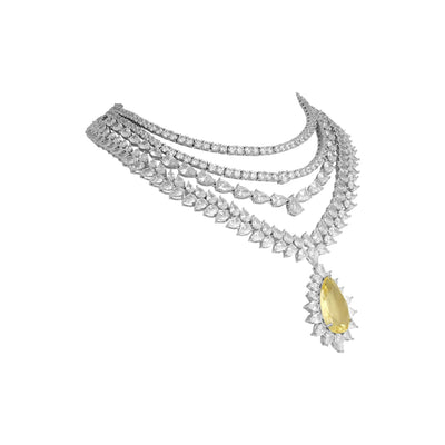Ashalina - Layered CZ Yellow Stone Necklace Set