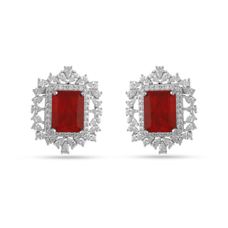 Fadela Red Doublet & CZ Earrings