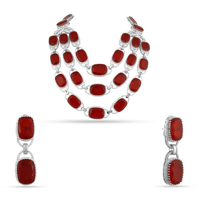 Heela - Red Doublet Necklace Set