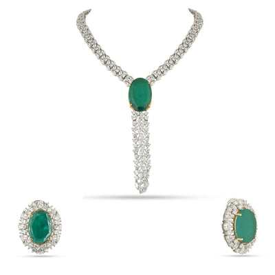 Ifza - CZ and Green Doublet Necklace