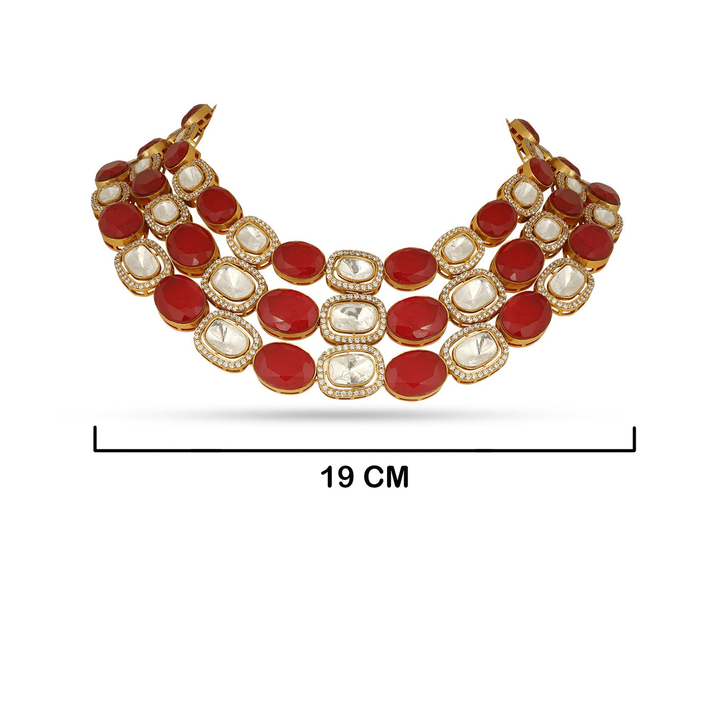 Deeba - Polki & Red Stone Necklace Set