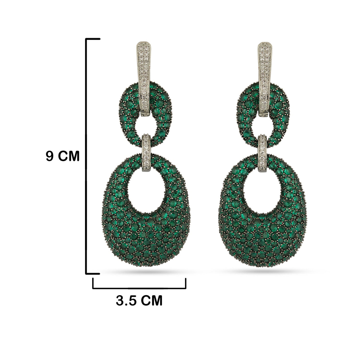 Irem - Green CZ Dangler Earrings