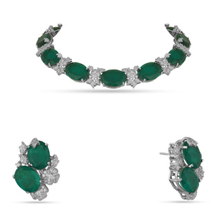 Fleur - Green Doublet & CZ Necklace Set