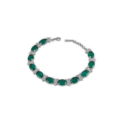 Inas - Green Doublet and CZ Necklace Set