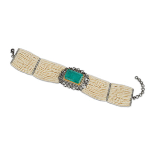 Elyanna - Columbian Green Doublet Stone & Pearl Choker Set