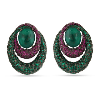 Ishaal - Green & Pink earrings