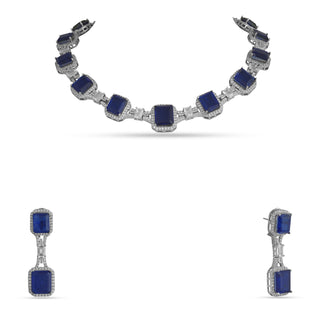 Inas - Blue Stone & CZ Necklace Set