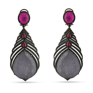 Ishraq - Grey & Pink Doublet Stone Earring