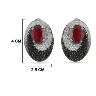 Izdihar - Black CZ & Ruby Centre Earrings