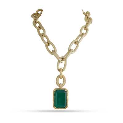Adrena - Dark Green Pendant Chain Necklace