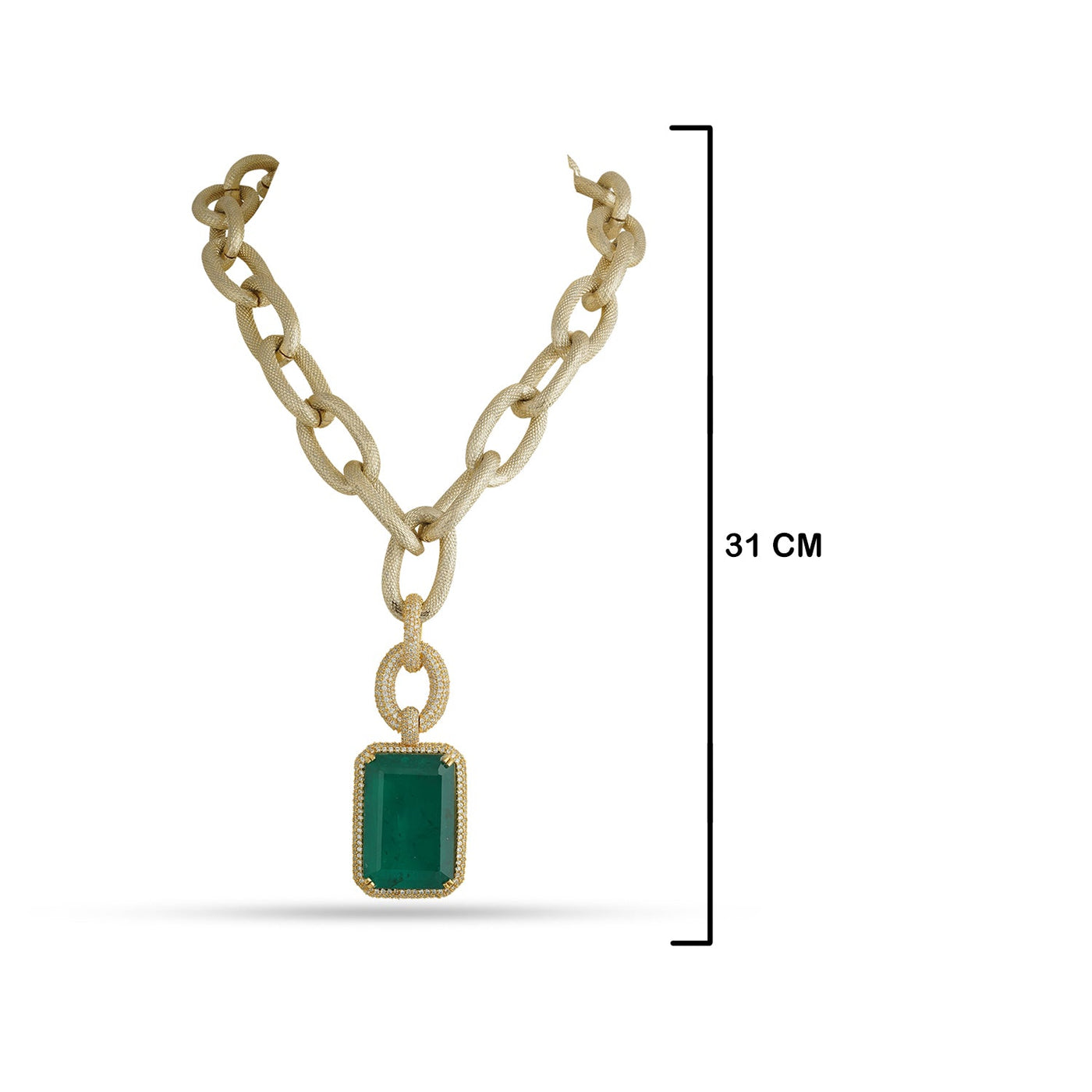 Adrena - Dark Green Pendant Chain Necklace