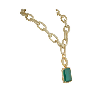 Adrena - Dark Green Pendant Chain Necklace