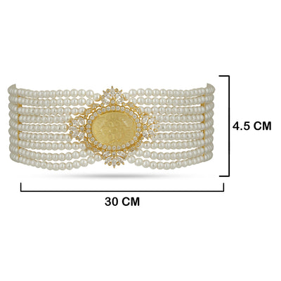 Angelica - Yellow Carved Doublet & Pearl Choker
