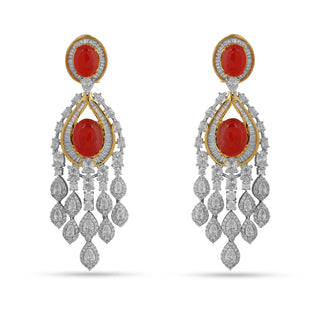 Izzah - Red Stone Dangler Earrings