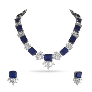 Serafina - Blue Doublet Stone & CZ Necklace Set