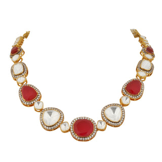 Raaya - Polki and Red Stone Necklace Set